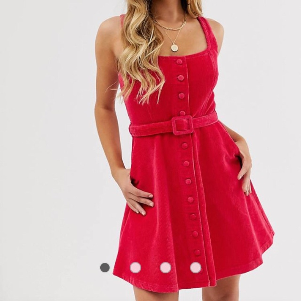 ❤️ASOS DESIGN cord skater dress in raspberry❤️